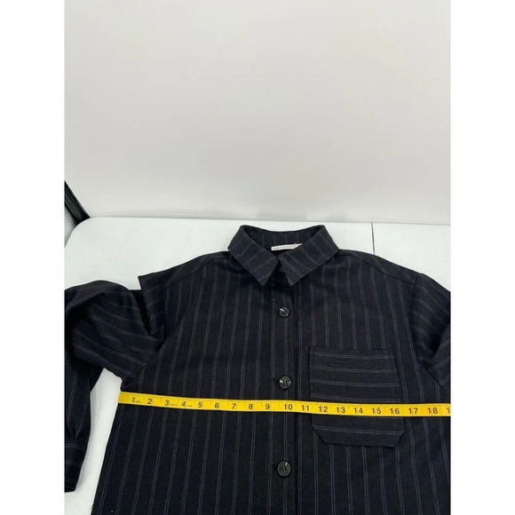 Avec Les Filles XS Striped Shacket Dark Gray Purple Button Up Shirt Jacket - Picture 7 of 10